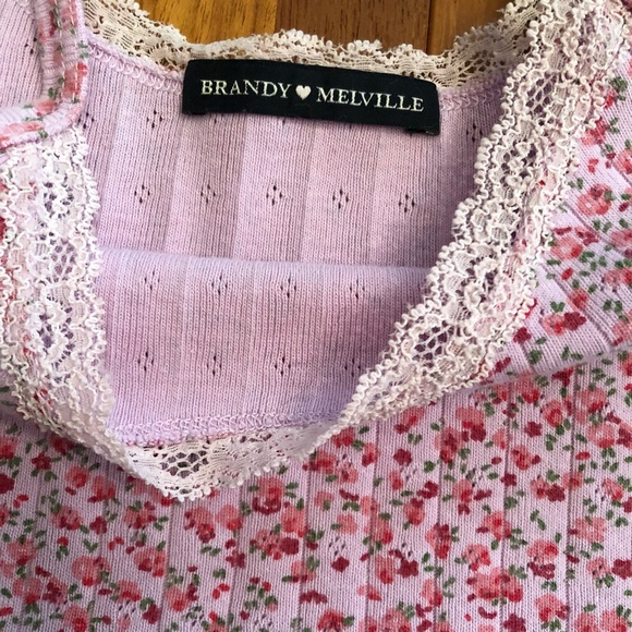 brandy melville pink floral lace skylar tank - Picture 5 of 5